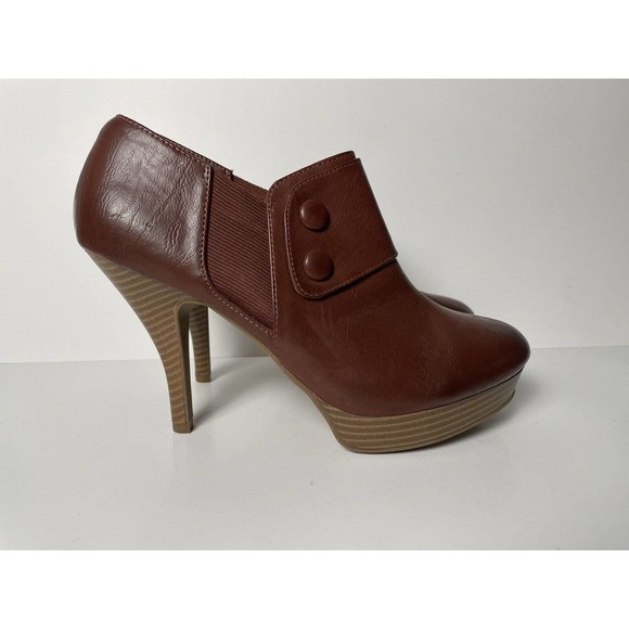 Kenneth Cole Platform Stiletto Booties US Size 10 M Red Brown Stretch Unlisted - Picture 1 of 7